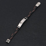 Unisex Titanium Woven Leather Bracelet - Black - Bracelet - Medium - Titanium - image 25