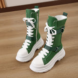 Women's Canvas Chunky Platform Boots - Light Pink - Canvas Boots - 40 B - Canvas - image 40