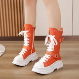 Women's Canvas Chunky Platform Boots - Light Pink - Canvas Boots - 40 B - Canvas - image 16