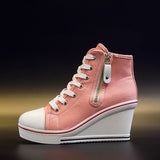 Women's High Platform Zipper Sneakers - Navy - Platform Sneakers - 43 B - Canvas - image 31