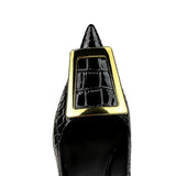 Women's Metal Buckle Pointed Toe Pumps - Green - Formal Shoes - 40 B - PU Leather - image 30