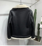 Men's Faux Leather Fleece Bomber Jacket - Black - Men's Jacket - 6XL - Genuine Leather - image 18