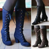 Women's Steampunk Lace Up Granny Boots - Black - Steampunk Granny Boots - 43 B - PU Suede Leather - image 5