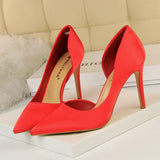 Women's Satin Wedding Party Stilettos - Red - Party Pumps - 40 B - PU Leather - image 44