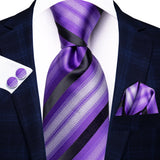 Funki Buys | Neckties | Men's 3 Pcs Purple Silk Wedding Tie Sets