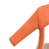 Women's Block Heel High Platform Sandal - Orange - Platform Sandals - 43 B - PU Leather - image 33