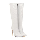 Women's Sexy High Zipper Stiletto Boots - Black - 10CM Heel Boots - 48 B - PU Leather - image 6