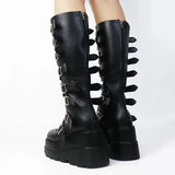 Women's Punk Buckle Strap Platform Boots - White - 1 - 2022 - Rippled Heel - 43 B - PU Leather - image 21