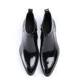 Men's Leather Patent Formal Dress Boots - Wine Red - Patent Boots - 45 B - Genuine Leather - image 7