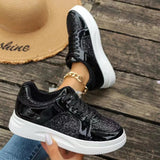 Women's Gold Sequins Platform Sneakers - Light Gold - Sneakers - 43 B - PU - image 12