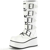 Women's Mid Wedge Heel Buckle Boots - White - Mid Heel Wedges - 45 B - PU Leather - image 2