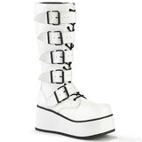 Women's Mid Wedge Heel Buckle Boots - White - Mid Heel Wedges - 45 B - PU Leather - image 6
