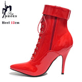 Women's Patent Pointed Toe Ankle Boots - Black - Ankle Boot - 35 B - PU Patent Leather - image 11