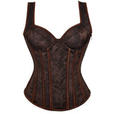 Women's Shoulder Strap Lace Up Corsets - Brown - 1 - Corset Top - 6XL - Polyester - image 1