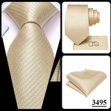 Men's 3 Pcs Champagne Silk Tie Sets - N-3495 - One Size - Silk/Polyester - image 9