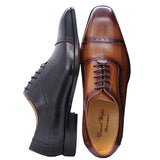 Men's Elegant Leather Oxford Brogue Shoe - Black - Formal Shoes - 12 B - Genuine Leather - image 18