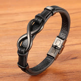 Unisex Leather Infinity Symbol Bracelets - Black/Gold - Bracelet - 23cm - Leather - image 3