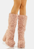 Women's Knee-High Fuzzy Platform Boots - Beige - Fuzzy Boots - 42 B - Faux Fur/PU Leather - image 27