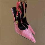 Women's Metallic Beaded High Slingbacks - Pink - 1 6129 / Slingbacks - 42 B - PU Leather - image 28