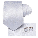 Men's 3 Pcs White Silk Wedding Tie Sets - White - 0276 - One Size - Silk - image 2