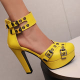 Women's High Platform Summer Sandals - Red - Platform Heels - 50 B - PU Leather - image 15
