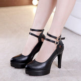Women's Mary Jane Formal Stilettos - Black - Mary Jane Stilettos - 43 B - PU Leather - image 5