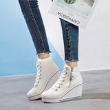 Women's High Platform Zipper Sneakers - Navy - Platform Sneakers - 43 B - Canvas - image 10