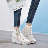 Women's High Platform Zipper Sneakers - Navy - Platform Sneakers - 43 B - Canvas - image 14