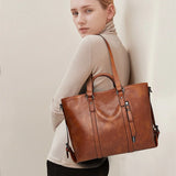Handbags Women's Vintage Leather Bag - Light Red - Handbag - 29X12X27CM - PU Leather - image 2
