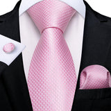 Men's 3 Pcs Silk Pink Wedding Tie Set - Pink - MJ-1452 - Medium - Silk - image 21