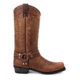 Men's Embroidered Cowboy Pull On Boots - Brown - Cowboy Riding Boots - 12 B - PU Leather - image 12