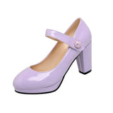Women's Patent High Platform Mary Janes - Lavender - Mary Jane Platforms - 16 B - PU Leather - image 25