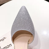Women's Sparkly Gold Silver Bridal Heels - Gold - Glitter Shoes - 40 B - PU Leather - image 26