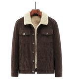 Men's Corduroy Fleece Winter Jacket - Grey - Trucker Jacket - 4XL - Corduroy - image 18