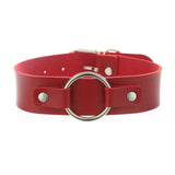 Unisex Vintage Goth Choker Necklace - Red - Circle Choker Necklace - Medium - PU Leather - image 9