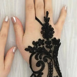 Women's Gothic Fingerless Lace Gloves - Black - 3 / C1 - One Size - Rayon - image 1