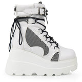 Funki Buys | Boots | Women's Goth Lace Up Platform Wedges