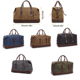 Travel Bags Canvas Leather Overnight Bag - Blue - Travel Bag - Canvas/Leather - image 13