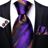 Funki Buys | Neckties | Men's 3 Pcs Purple Silk Wedding Tie Sets