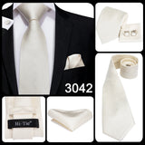 Men's 3 Pcs White Silk Wedding Tie Sets - White - 0276 - One Size - Silk - image 24