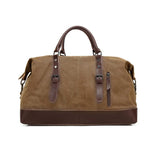 Travel Bags Canvas Leather Overnight Bag - Blue - Travel Bag - Canvas/Leather - image 7