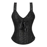 Women's Satin Shoulder Straps Corsets - Black - Corset - 6XL - Polyester - image 27