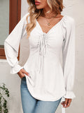 Women's Fashion A Line Drawstring Blouse - Green - Shirt - XXXL - Polyester - image 27
