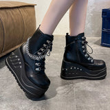 Women's Gothic Punk Platform Ankle Boots - Black - 1 / Matte / Ankle Boots - 43 B - PU Leather - image 11