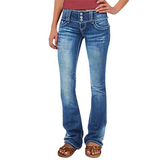 Women's Ripped Low Rise Bootcut Jeans - Blue - 1 / Plain / Mid Waist Jeans - 4XL - Polyester/Denim - image 29