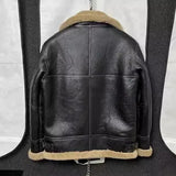 Men's Genuine Leather Sheepskin Jacket - Black - Bomber Jacket - 6XL - Genuine Leather - image 9