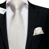 Men's 3 Pcs White Silk Wedding Tie Sets - White - 3042 - One Size - Silk - image 12