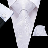 Men's 3 Pcs White Silk Wedding Tie Sets - White - 0276 - One Size - Silk - image 3