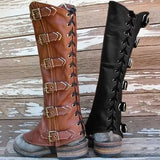 Men's Women's Cosplay Leather Leg Armor - Black - Boot Covers - One Size - PU Leather - image 2