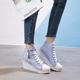 Women's High Platform Zipper Sneakers - Navy - Platform Sneakers - 43 B - Canvas - image 35